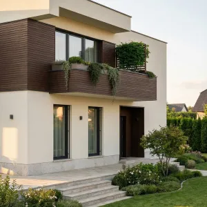 Soft Cube Retreat With Leafy Balcony