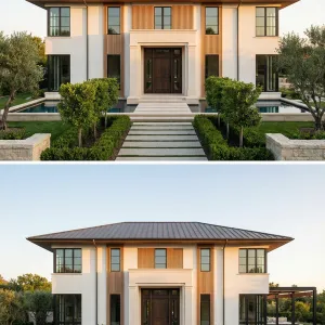 Calm Pavilion Inspired Water Courtyard Home