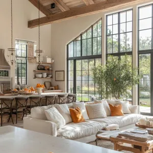 Open Floor Plans With Rustic Wooden Beams