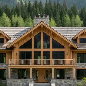 Stone And Timber Lodge with Mountain Charm