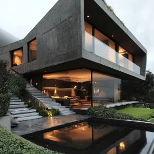 Sleek Concrete Castle by the Pool