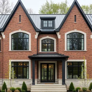 Chic Brick Parade with Triangular Peaks