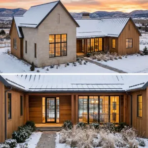 Warm Farmhouse Retreat In Winter Fields