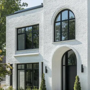 Striking Modern White Brick House