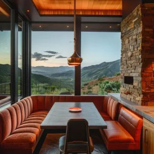 Built-in Banquette Seating With Large Windows