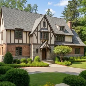 Mocha-Timber Gables and Stone Manor