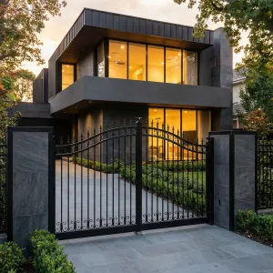 Twilight Pavilion With Wrought Iron Gate