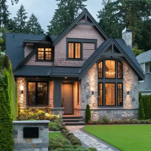 Cozy Stone Manor with a Warm Glow