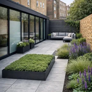 Urban Strip Garden With Glass Retreat