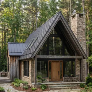 A-Frame Hearth Amid Forest Stone