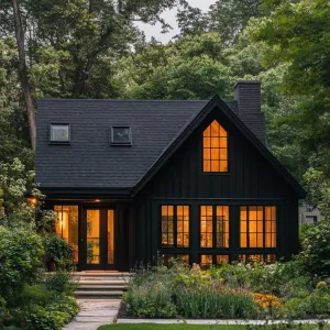 Moonlit Ebony Haven with Luminescent Windows