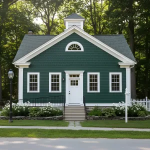 Cupola-Topped Evergreen Cottage
