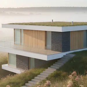 Mist-Kissed Pavilion at Sunrise