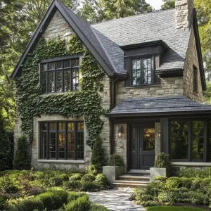 Whimsical Stone Cottage with Leafy Mirth