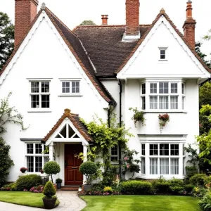 Stately White Haven With Regal Chimneys
