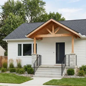 Simple Timber Porch Gable Ranch