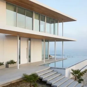 Horizon-Skimming Glass Deck Beach House
