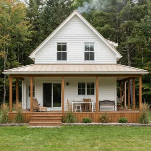 Wraparound Porch Retreat In White Woods