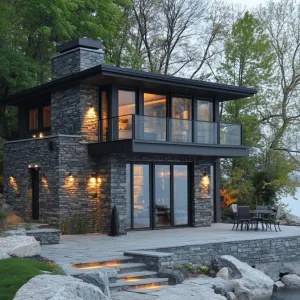 Gorgeous Lakefront Stone Retreat