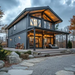 Modern Metal Marvel: A Cozy Shipping Container Home