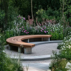 Curved Wooden Harmony Seat in Floral Paradise