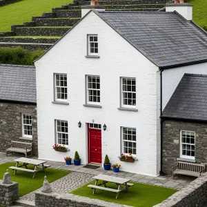Red Door Delight in a Green Haven