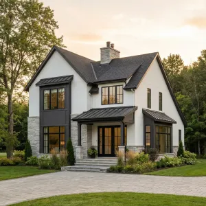 Modern Gable Cottage With Stone Accents