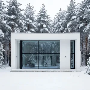 Sleek Sanctuary in the Snow-Capped Woods