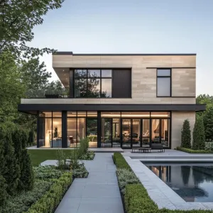 Modern Elegance with a Stone Facade