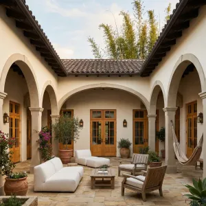 Arched Courtyard Lounge With Relaxed Seating