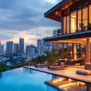 Infinity Pool Overlooking a Cityscape