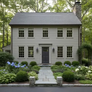 Stone-Hearth Symmetry Colonial Cottage