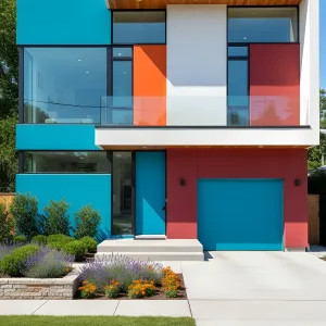 Sunset Sorbet Housefront in a Floating White Frame