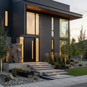 Dusklined Atrium Rockfront House