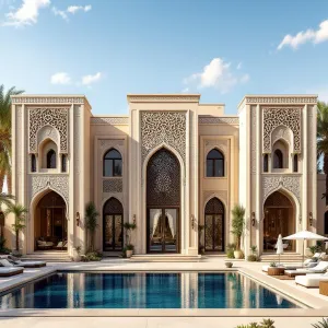 Courtyard Glamour Under a Cerulean Sky