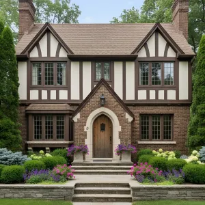 Timbercrest Tudor With Floral Approach