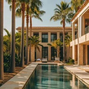 Luxurious Villa with Palm Trees and Pool