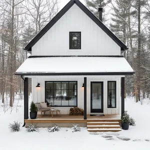 Midnight-Trim Snow Porch Retreat