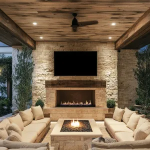 Fireside Bliss: A Warm Open-Air Lounge