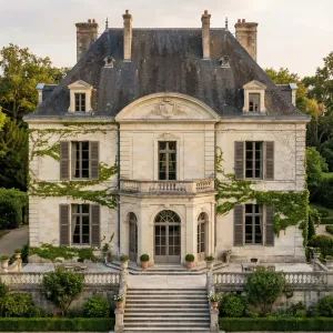 Vine Draped Slate Roof Country Chateau