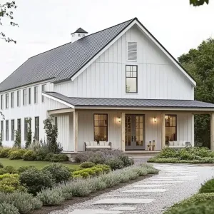 Charming Modern Farmhouse with Lush Landscape