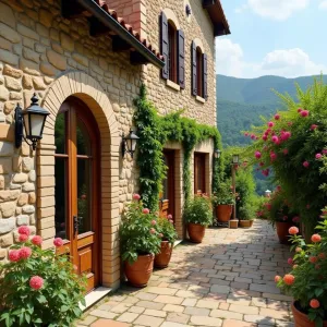 Tuscan Terrace of Blooms and Bricks