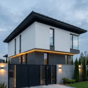 Midnight Frame House With Lantern Gate