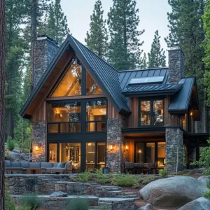 Quirky Forest Cabin with Stone Facade