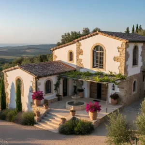 Sun-Kissed Stonework Fountain Villa
