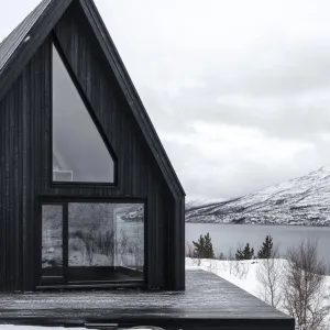 Black Timber Retreat Amidst Snow