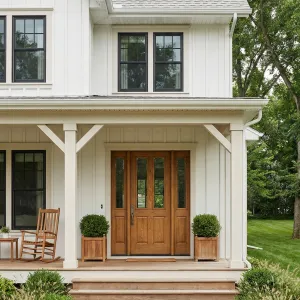 Peaceful Porch With Classic Wood Entry