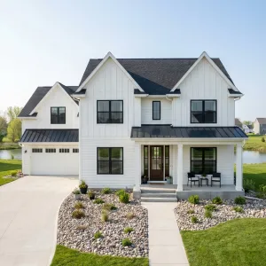 Lakeview Farmhouse With Confident Black Frames