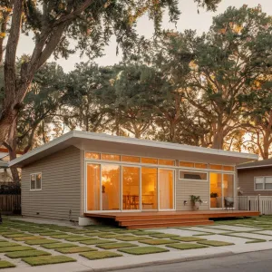 Cozy Cubist Retreat Under Shady Canopy