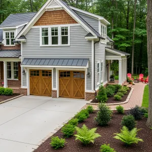 Charming Gray Abode with Wooden Grace